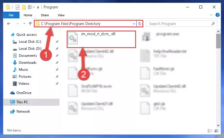 Uninstalling the damaged Im_mod_rl_dcm_.dll file's registry from the system (for 64 Bit)