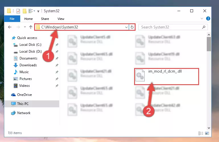 Copying the Im_mod_rl_dcm_.dll file into the Windows/System32 folder