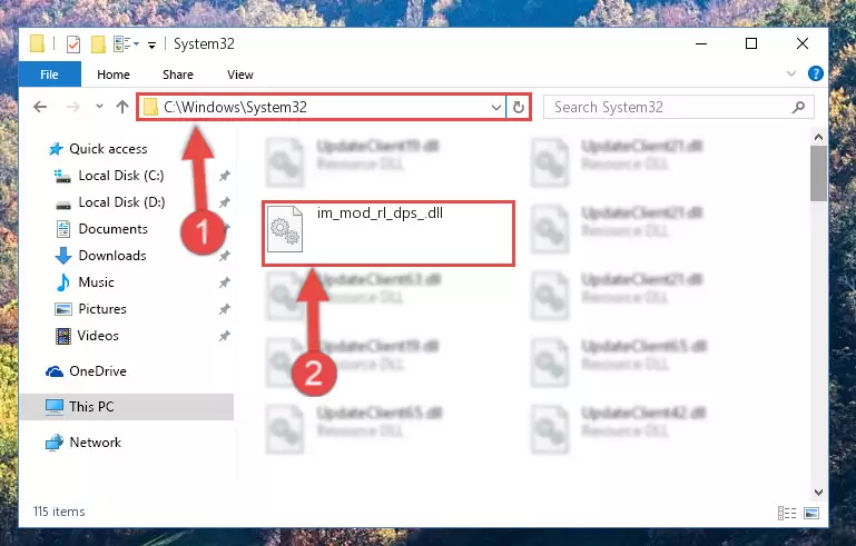 Copying the Im_mod_rl_dps_.dll library into the Windows/System32 directory