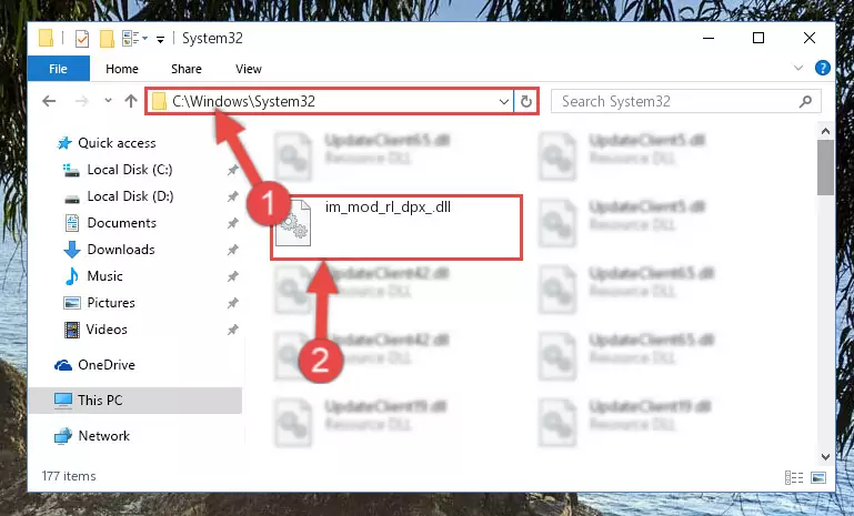 Copying the Im_mod_rl_dpx_.dll library into the Windows/System32 directory