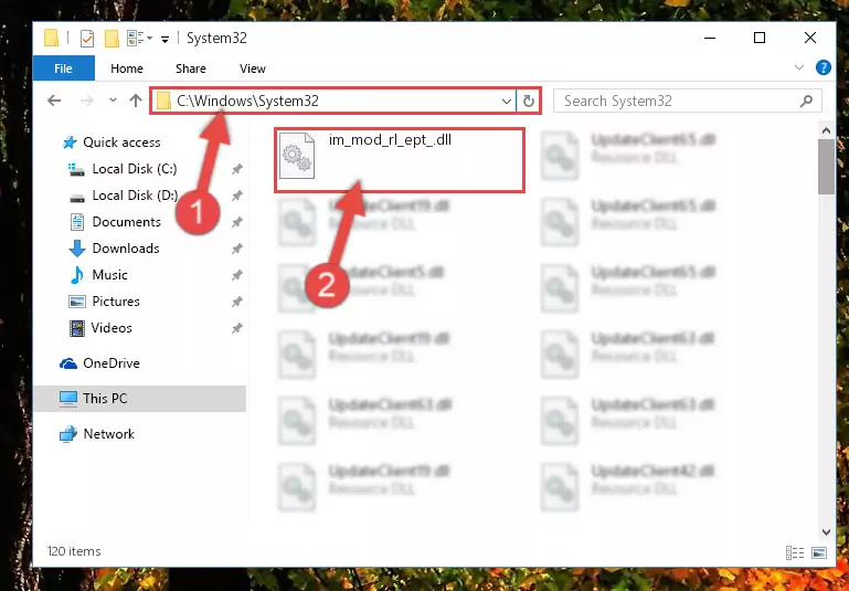 Pasting the Im_mod_rl_ept_.dll library into the Windows/System32 directory