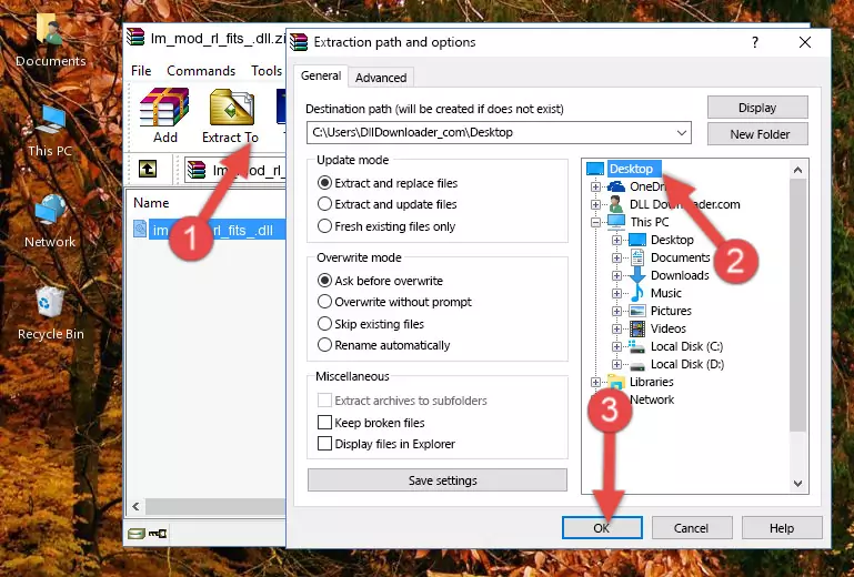 Copying the Im_mod_rl_fits_.dll library into the Windows/System32 directory