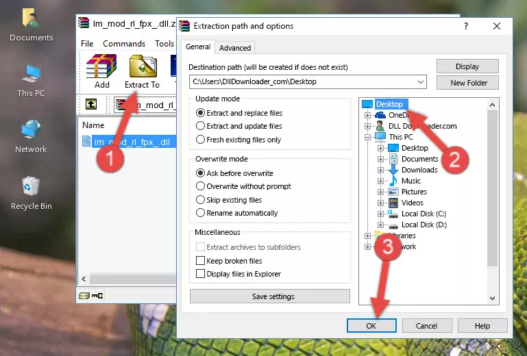 Copying the Im_mod_rl_fpx_.dll library into the Windows/System32 directory