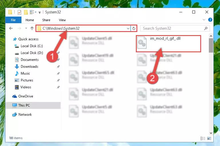 Pasting the Im_mod_rl_gif_.dll library into the Windows/System32 directory