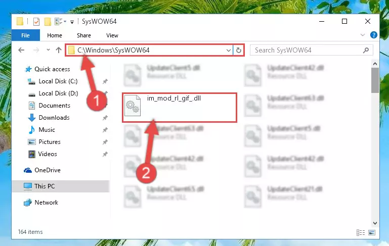 Pasting the Im_mod_rl_gif_.dll library into the Windows/sysWOW64 directory