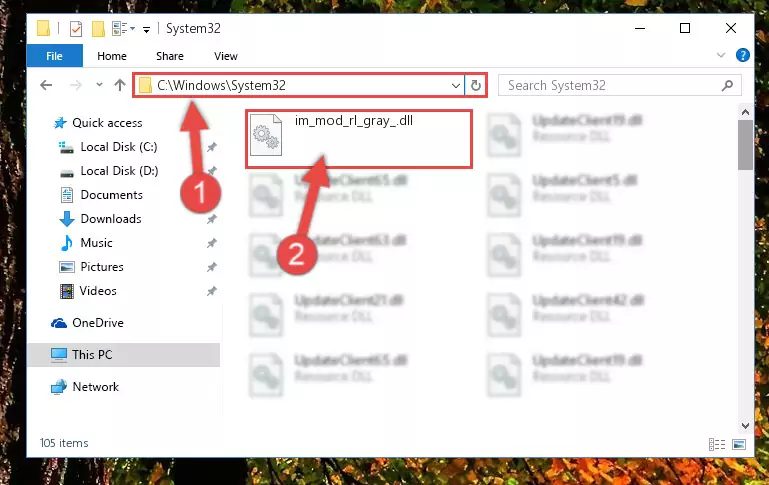Pasting the Im_mod_rl_gray_.dll file into the Windows/sysWOW64 folder