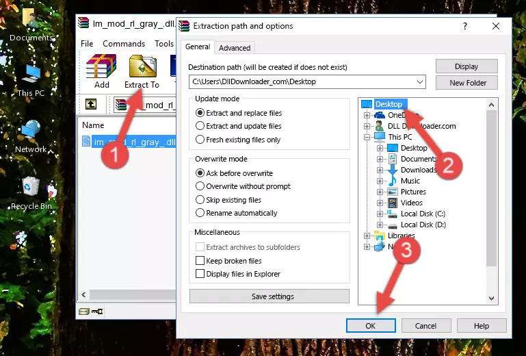 Copying the Im_mod_rl_gray_.dll file into the Windows/System32 folder