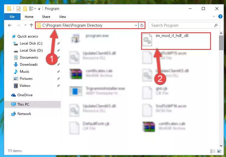 Choosing the Im_mod_rl_hdf_.dll library