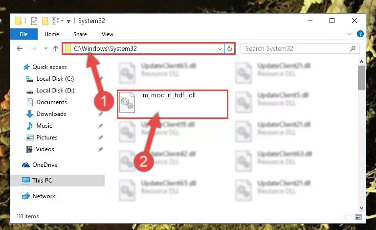 Copying the Im_mod_rl_hdf_.dll library to the Windows/sysWOW64 directory