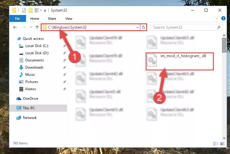 Pasting the Im_mod_rl_histogram_.dll file into the Windows/System32 folder
