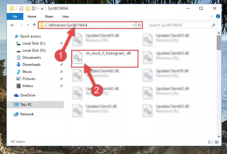 Pasting the Im_mod_rl_histogram_.dll file into the Windows/sysWOW64 folder