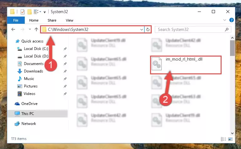 Copying the Im_mod_rl_html_.dll file to the Windows/sysWOW64 folder