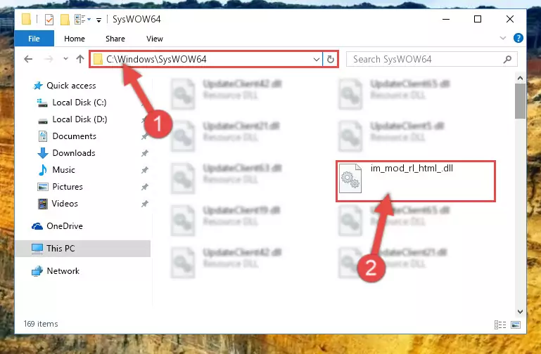 Extracting the Im_mod_rl_html_.dll file to the desktop