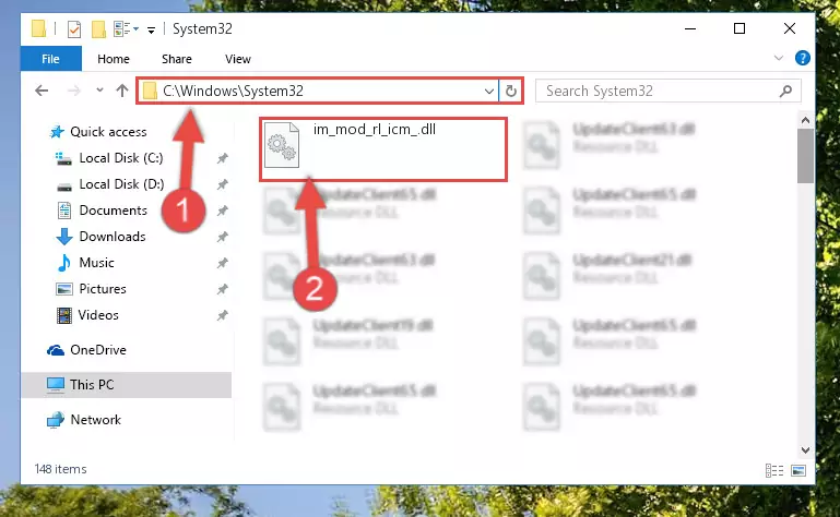 Pasting the Im_mod_rl_icm_.dll library into the Windows/sysWOW64 directory