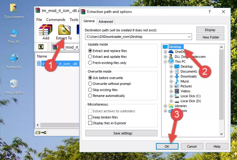 Copying the Im_mod_rl_icm_.dll library into the Windows/System32 directory