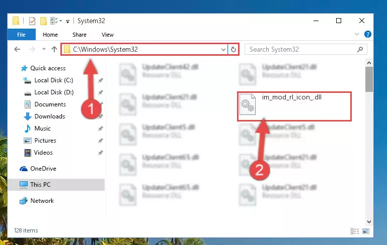 Pasting the Im_mod_rl_icon_.dll file into the Windows/sysWOW64 folder