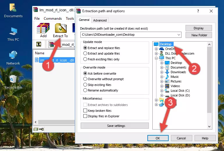 Copying the Im_mod_rl_icon_.dll file into the Windows/System32 folder