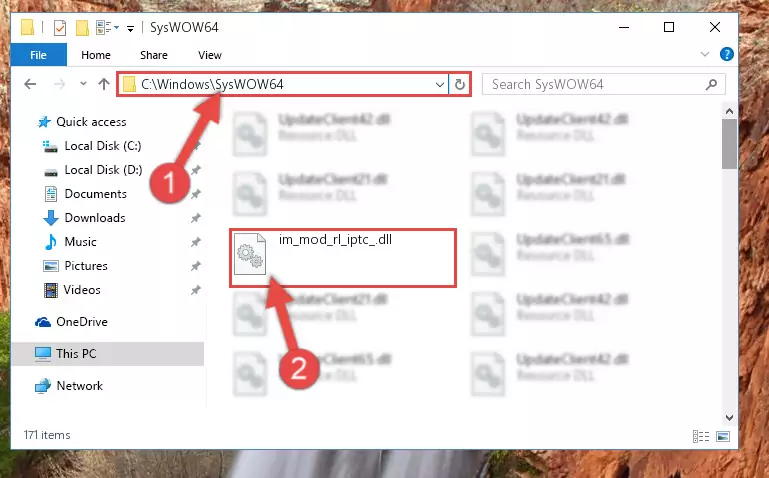 Copying the Im_mod_rl_iptc_.dll file to the Windows/sysWOW64 folder