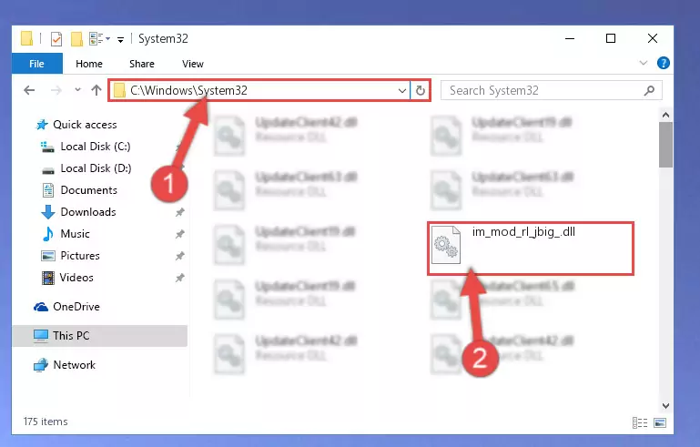 Copying the Im_mod_rl_jbig_.dll library into the Windows/System32 directory
