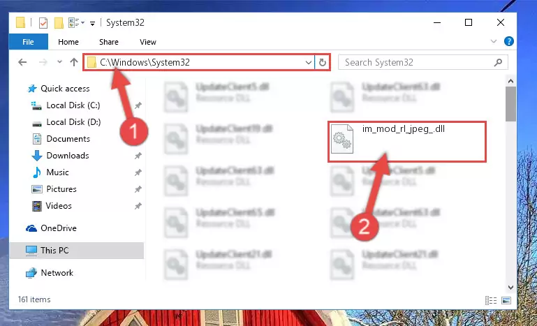 Copying the Im_mod_rl_jpeg_.dll library into the Windows/System32 directory