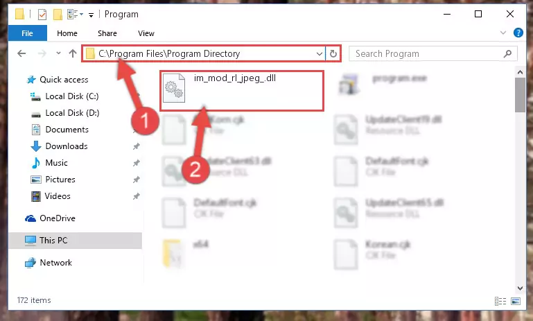 Uninstalling the damaged Im_mod_rl_jpeg_.dll library's registry from the system (for 64 Bit)