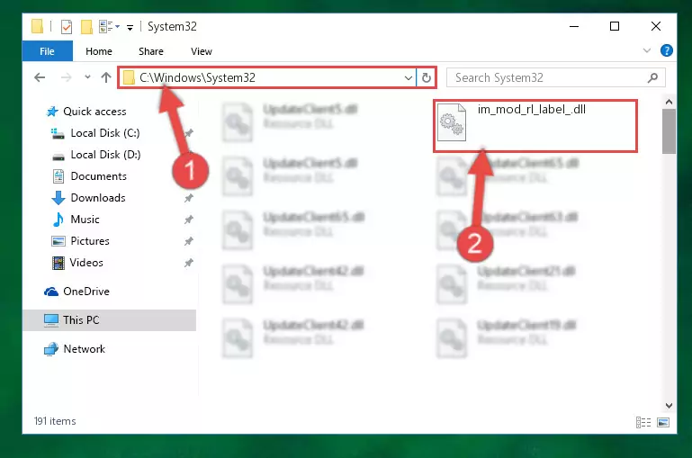 Copying the Im_mod_rl_label_.dll file into the Windows/System32 folder