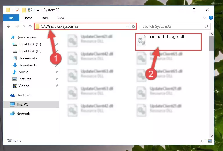 Copying the Im_mod_rl_logo_.dll file to the Windows/sysWOW64 folder