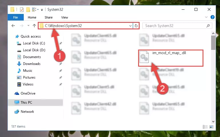 Copying the Im_mod_rl_map_.dll library into the Windows/System32 directory
