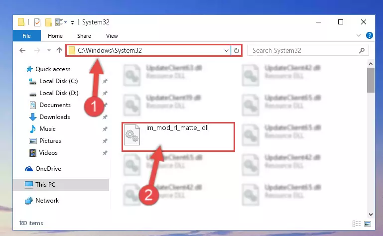 Copying the Im_mod_rl_matte_.dll file into the Windows/System32 folder