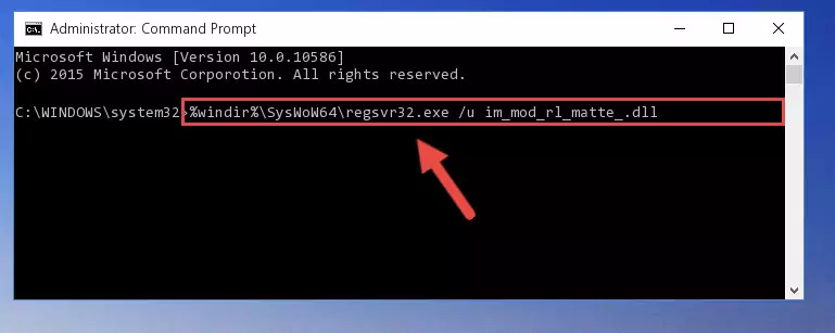 Reregistering the Im_mod_rl_matte_.dll file in the system