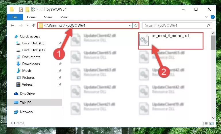 Copying the Im_mod_rl_mono_.dll library to the Windows/sysWOW64 directory