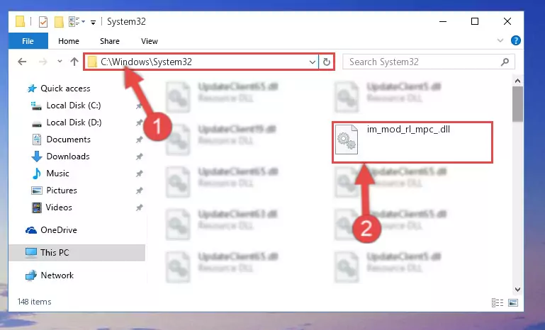 Pasting the Im_mod_rl_mpc_.dll library into the Windows/sysWOW64 directory