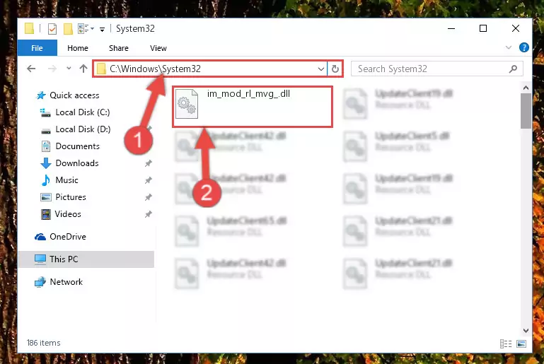 Pasting the Im_mod_rl_mvg_.dll library into the Windows/sysWOW64 directory