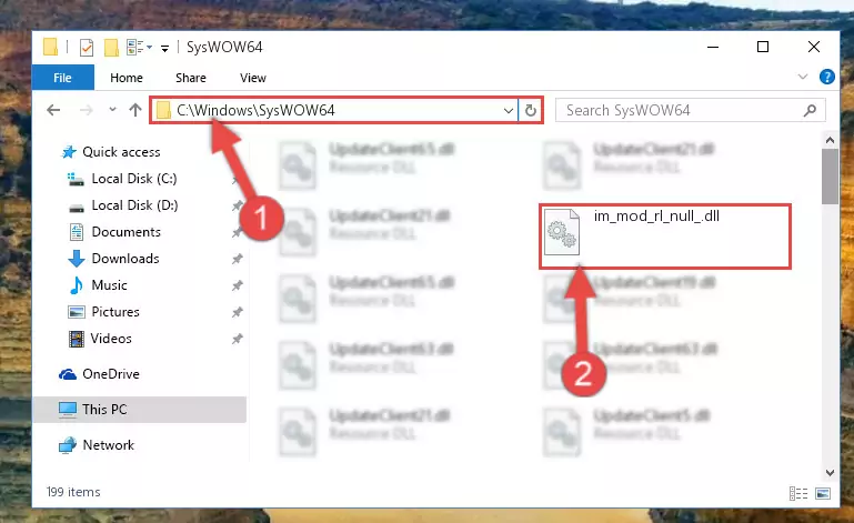 Extracting the Im_mod_rl_null_.dll file to the desktop