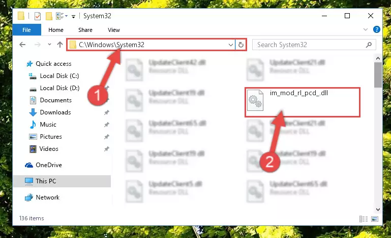 Copying the Im_mod_rl_pcd_.dll library into the Windows/System32 directory