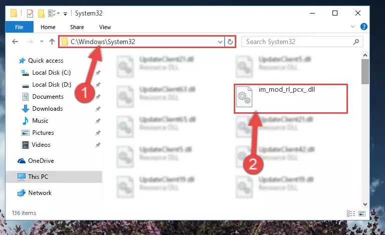 Copying the Im_mod_rl_pcx_.dll library into the Windows/System32 directory