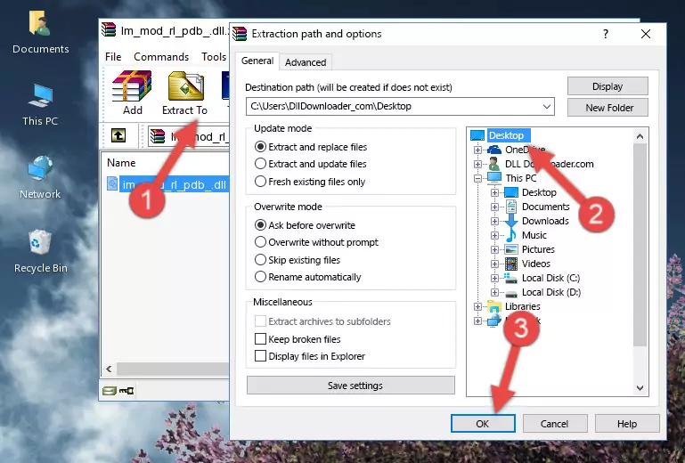 Copying the Im_mod_rl_pdb_.dll file into the Windows/System32 folder