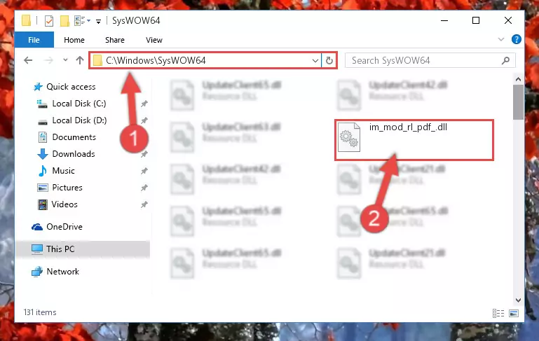 Extracting the Im_mod_rl_pdf_.dll file to the desktop