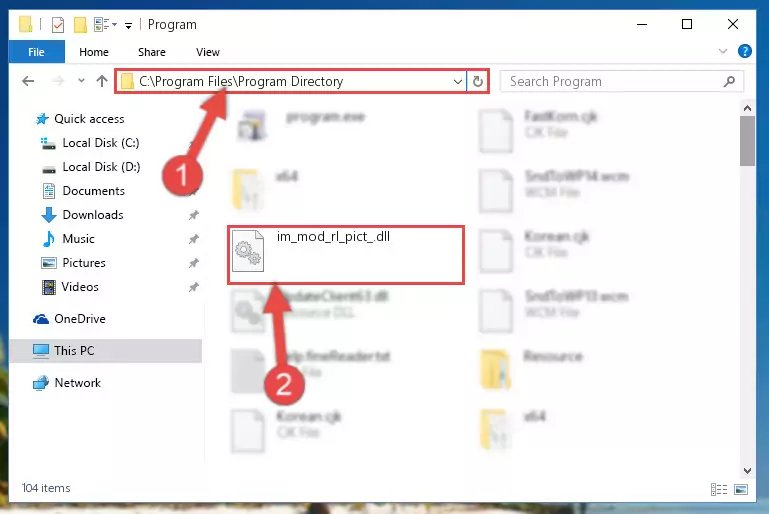 Uninstalling the damaged Im_mod_rl_pict_.dll file's registry from the system (for 64 Bit)