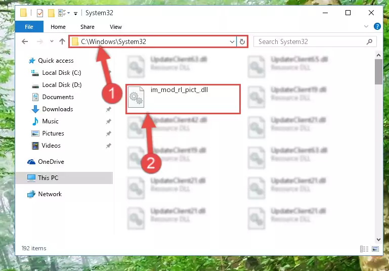 Copying the Im_mod_rl_pict_.dll file into the Windows/System32 folder