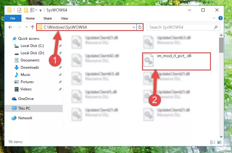 Pasting the Im_mod_rl_pict_.dll file into the Windows/sysWOW64 folder