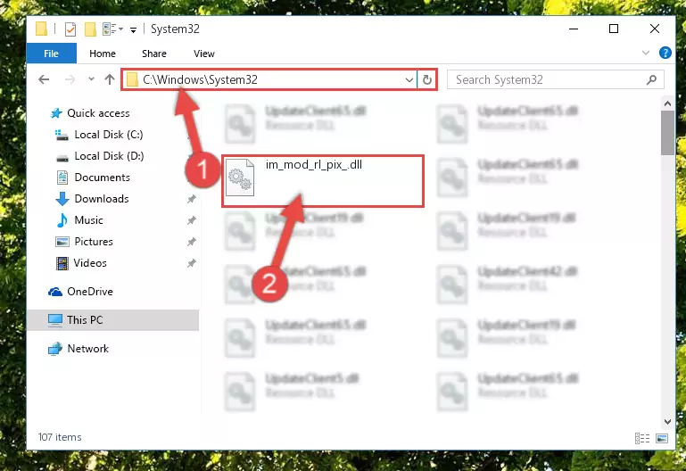Copying the Im_mod_rl_pix_.dll file to the Windows/sysWOW64 folder