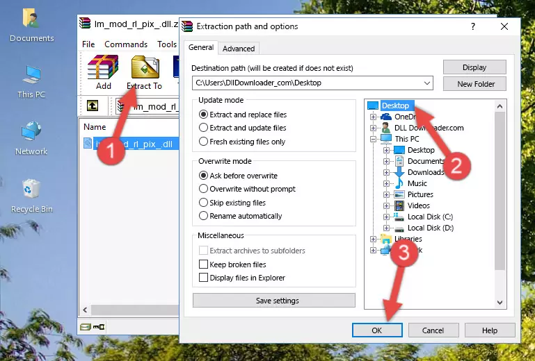 Copying the Im_mod_rl_pix_.dll file into the Windows/System32 folder