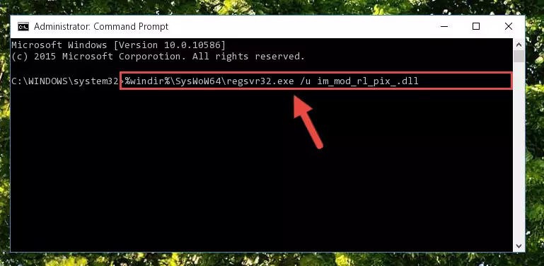 Reregistering the Im_mod_rl_pix_.dll file in the system (for 64 Bit)