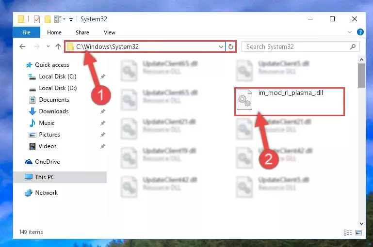 Copying the Im_mod_rl_plasma_.dll file into the Windows/System32 folder
