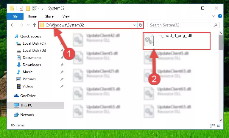 Pasting the Im_mod_rl_png_.dll library into the Windows/sysWOW64 directory