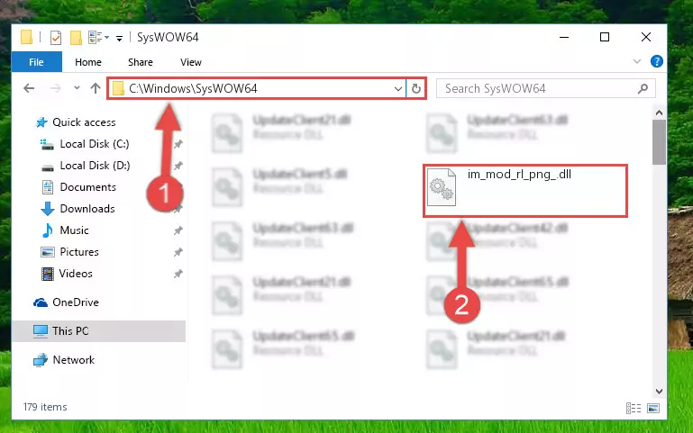 Extracting the Im_mod_rl_png_.dll library to the desktop