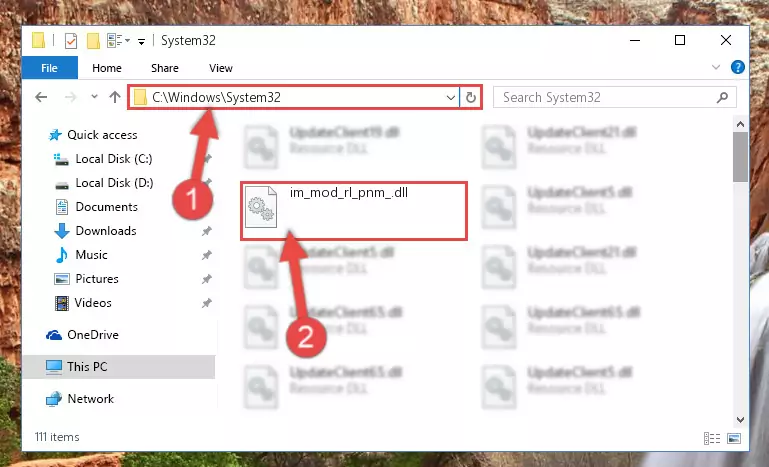 Copying the Im_mod_rl_pnm_.dll file to the Windows/sysWOW64 folder