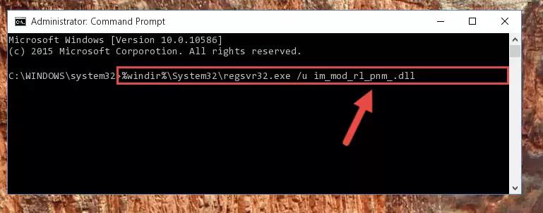 Reregistering the Im_mod_rl_pnm_.dll file in the system