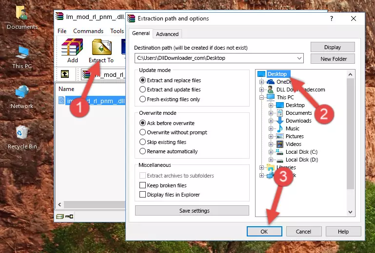 Copying the Im_mod_rl_pnm_.dll file into the Windows/System32 folder